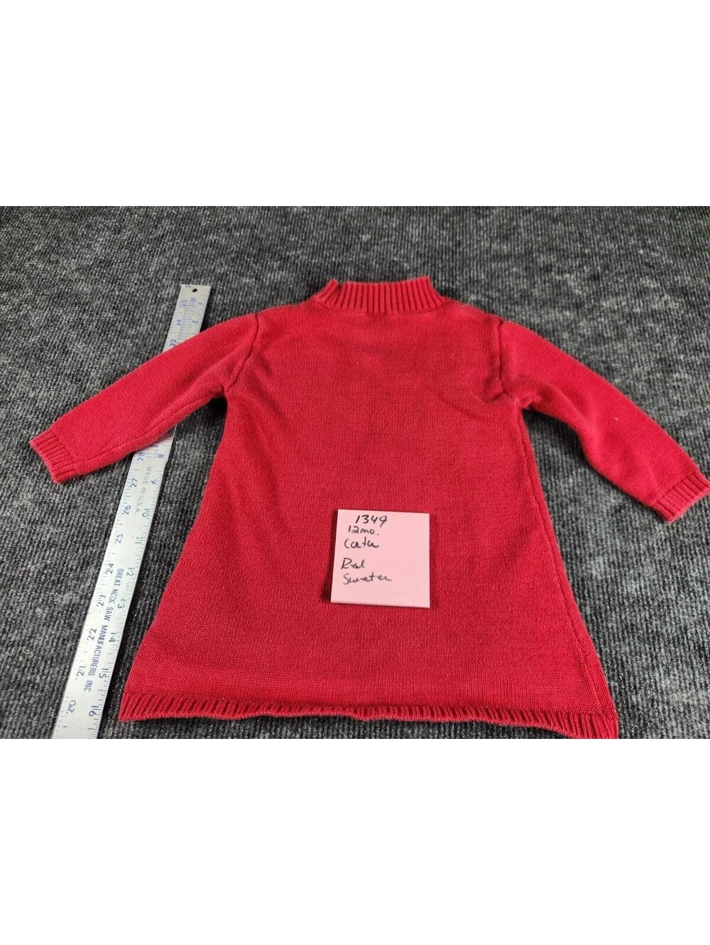 Carter's Girls Red Knit Sweater Dress Mock Neck Long Sleeve 9-12 Months